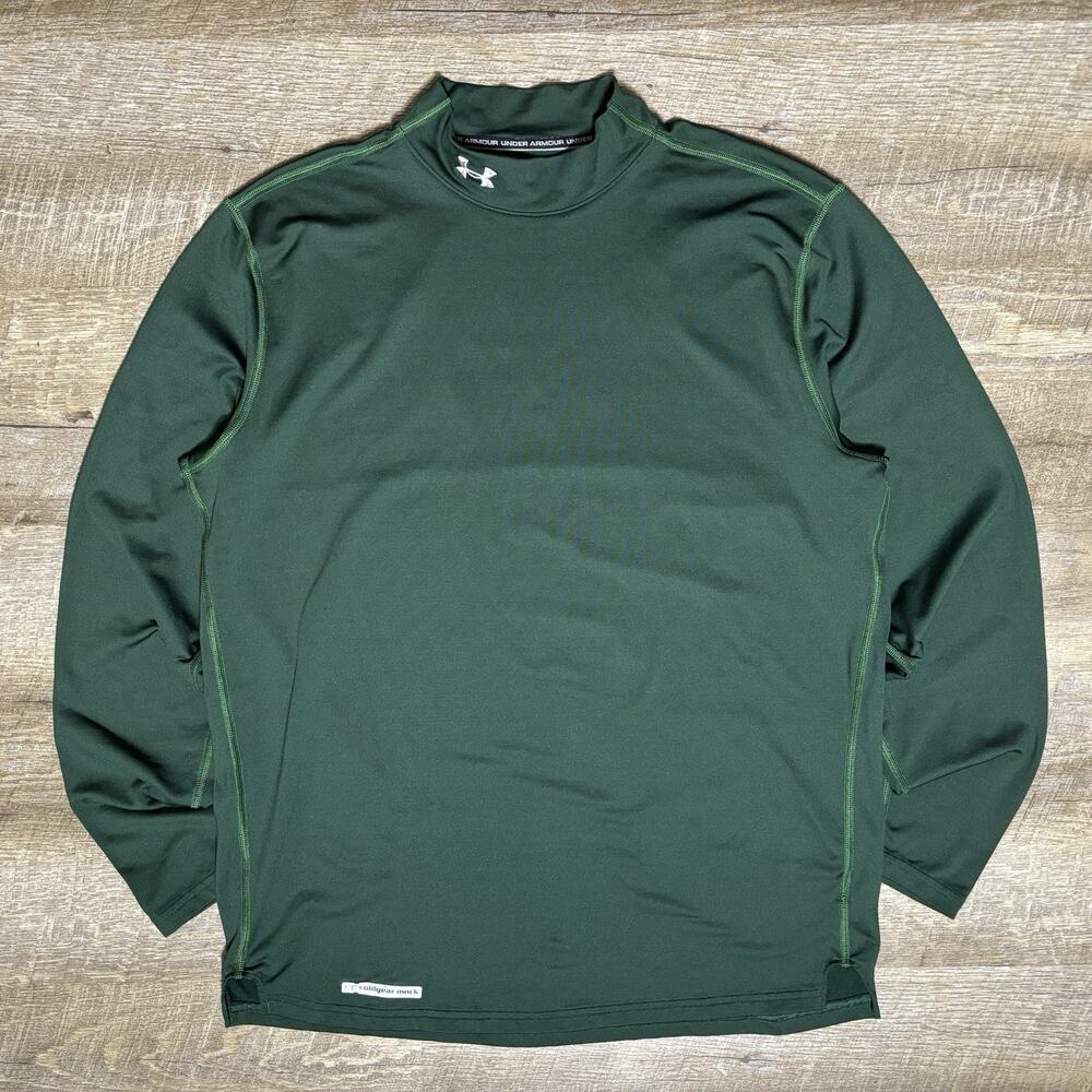 Under Armour Mock Turtleneck Compression Shirt Men’s XL Green Long Sleeve Thick